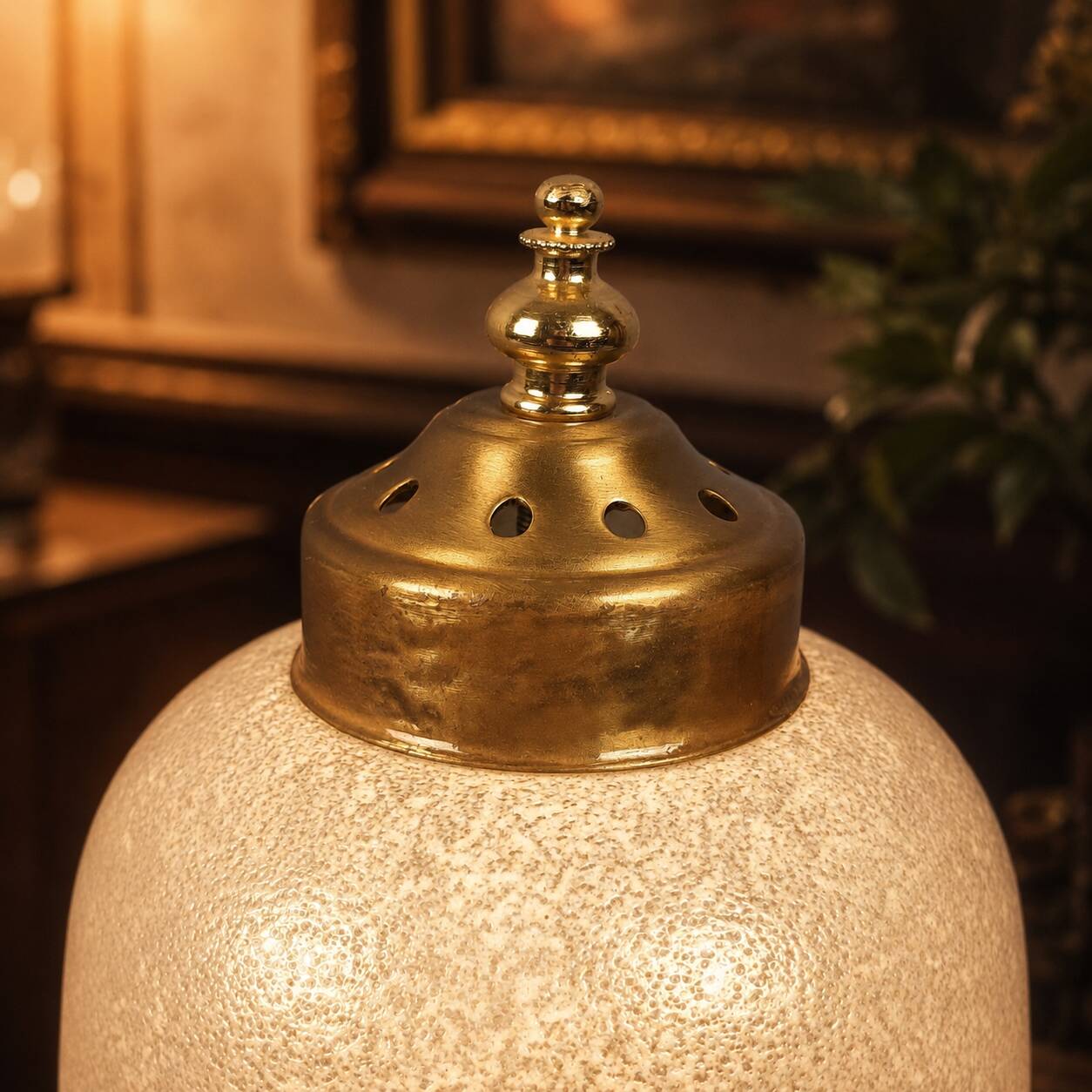 Murano Glass Table Lamp Brass Mushroom