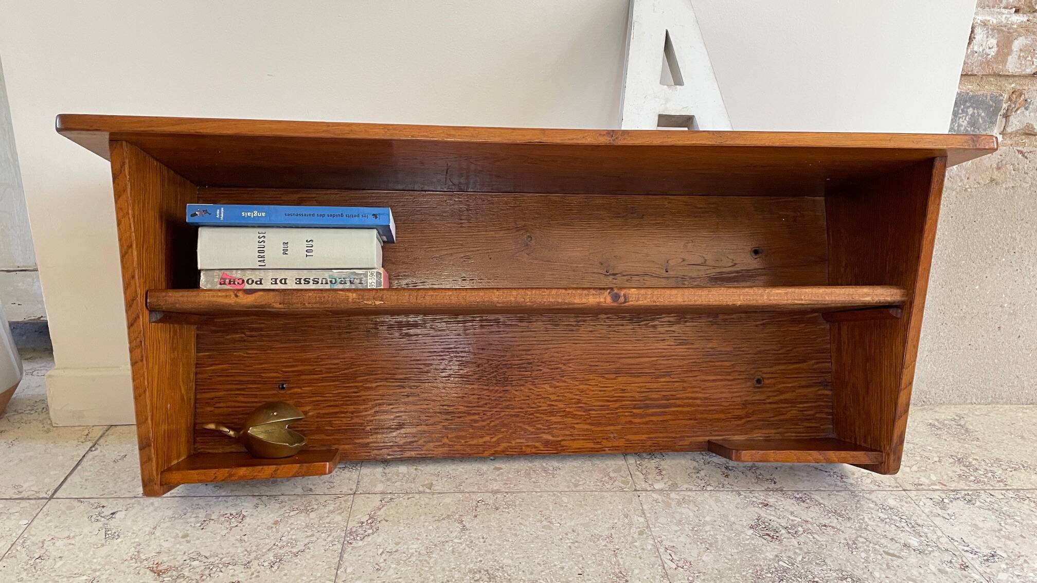 Geometric Wall Shelf Solid Oak Vintage