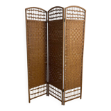Vintage rattan and woven wicker screen – 3 panels – 1970s