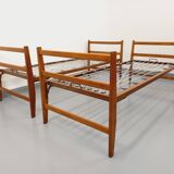 Pair of vintage stackable daybeds in oak wood and metal from the 60s