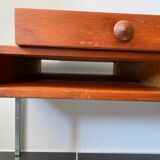 Scandinavian teak coffee table vintage chrome legs 1960