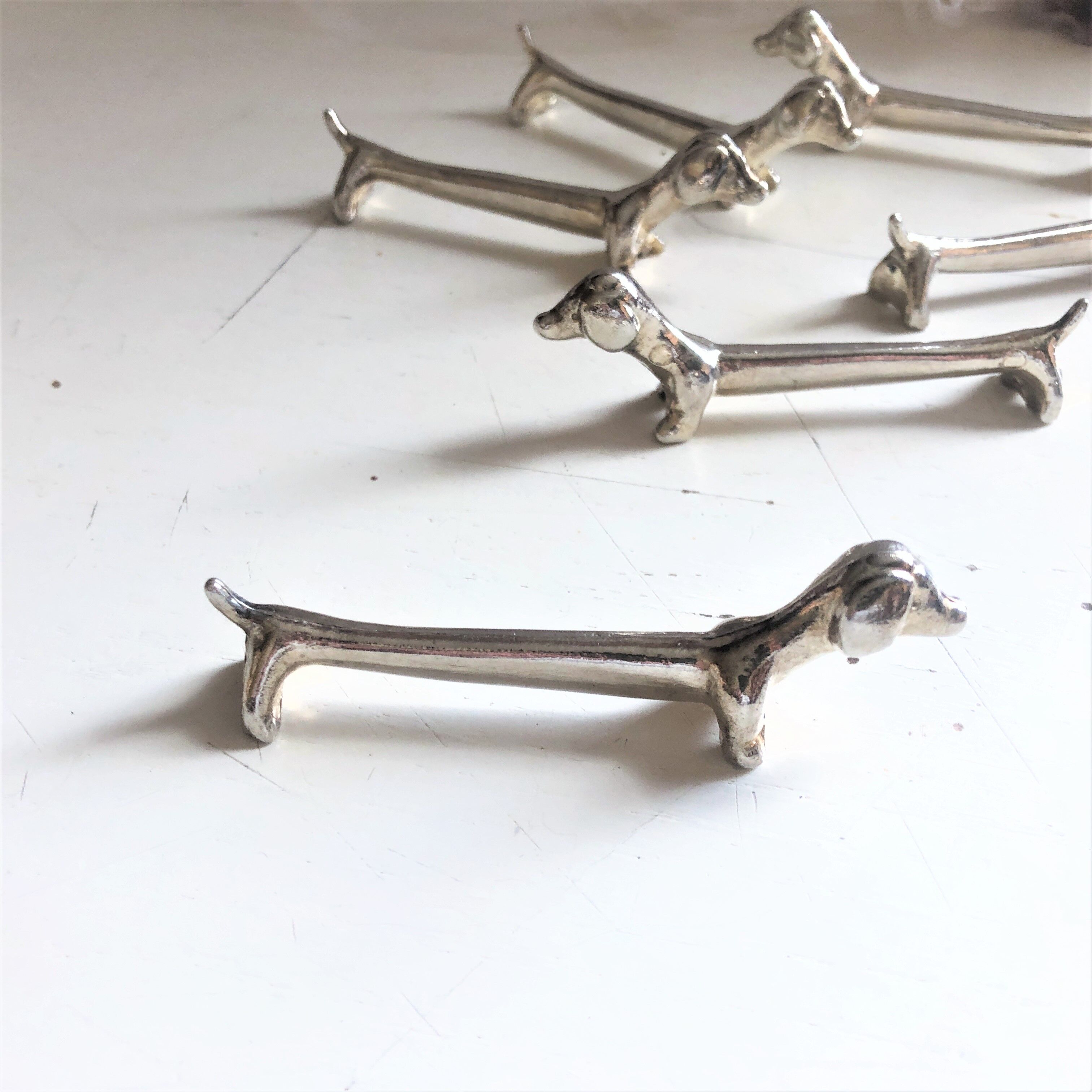 Lot de 6 porte-couteaux en métal argenté