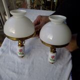 Pair of porcelain brass sconces