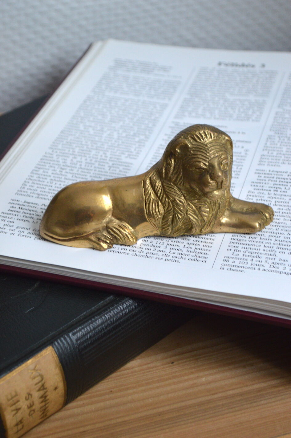 Brass lion paperweight