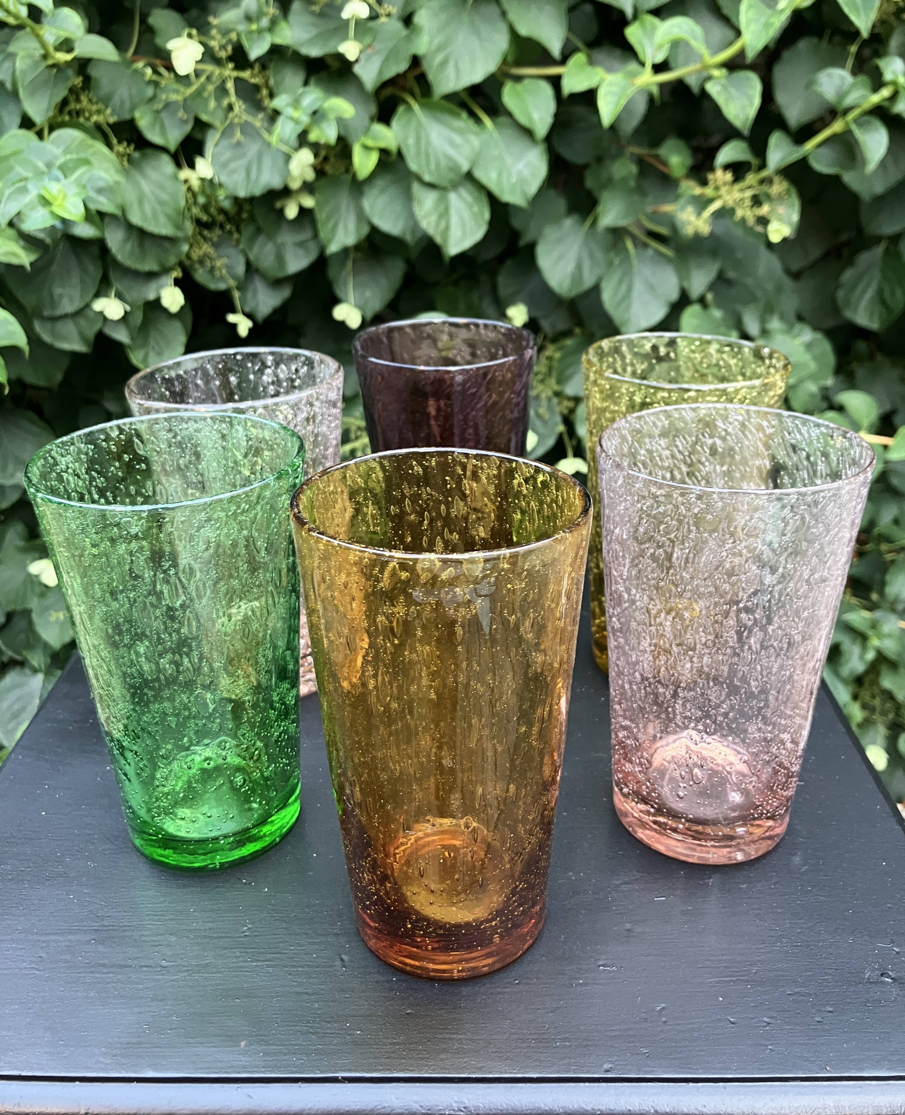 6 vintage 1960s Biot orangeade glasses