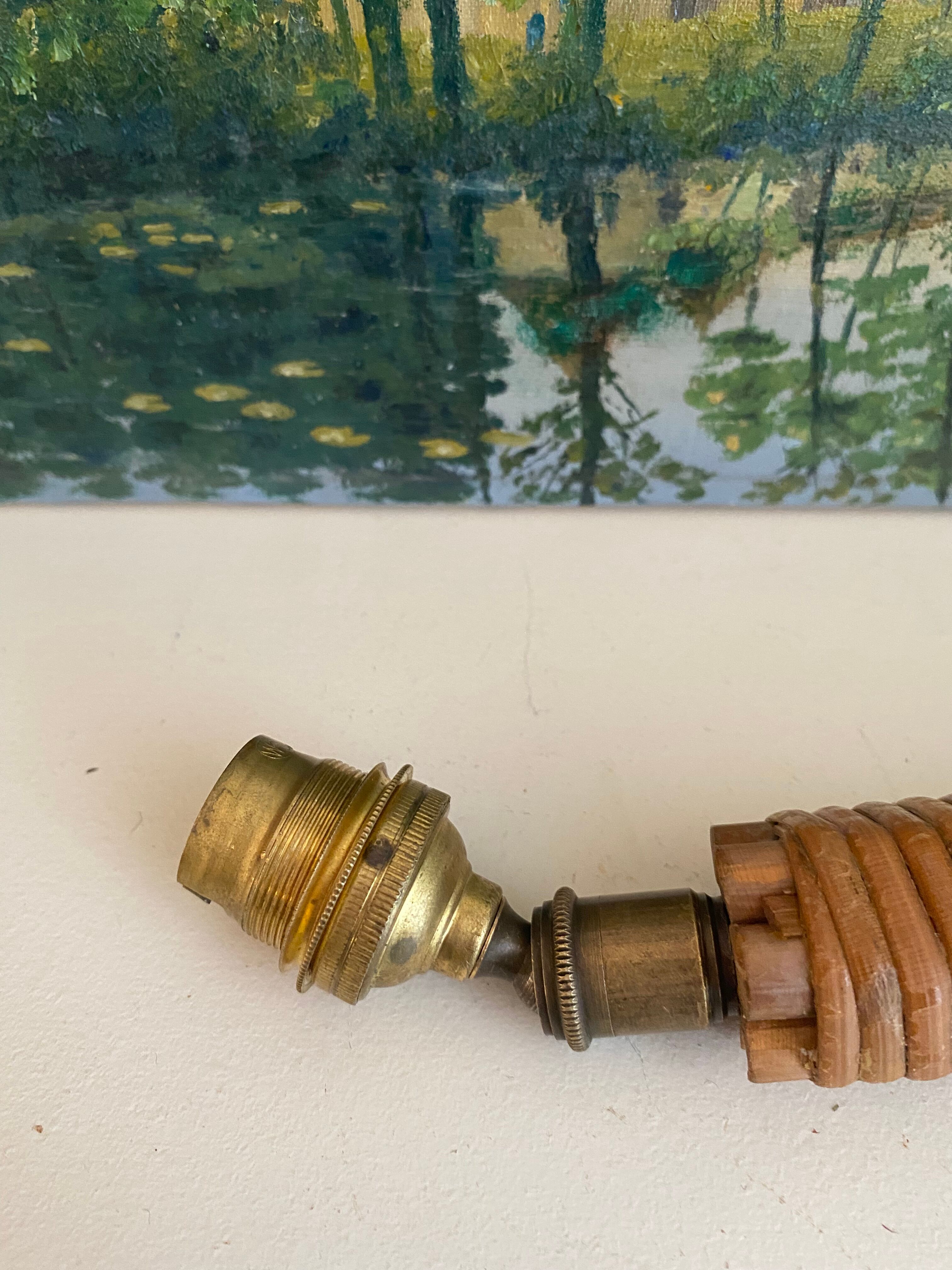 Lampe rotin, câble 2 m, interrupteur vintage