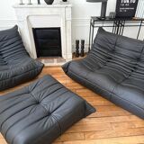 Ensemble de Togo LIGNE ROSET cuir noir