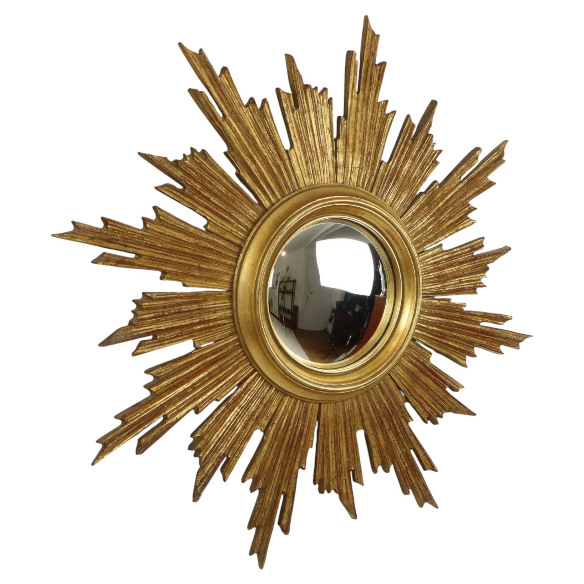 Large Deknudt Sunburst Gold Leaf Sun Mirror Sixties