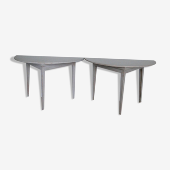 Paire de tables demi lune suedoise