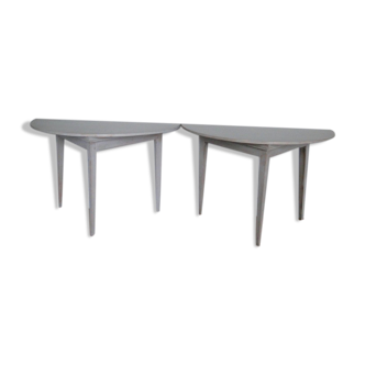 Paire de tables demi lune suedoise