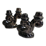 Pair of Vallauris iridescent ceramic candle holders