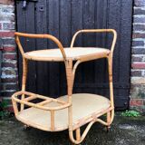 Vintage rattan service trolley
