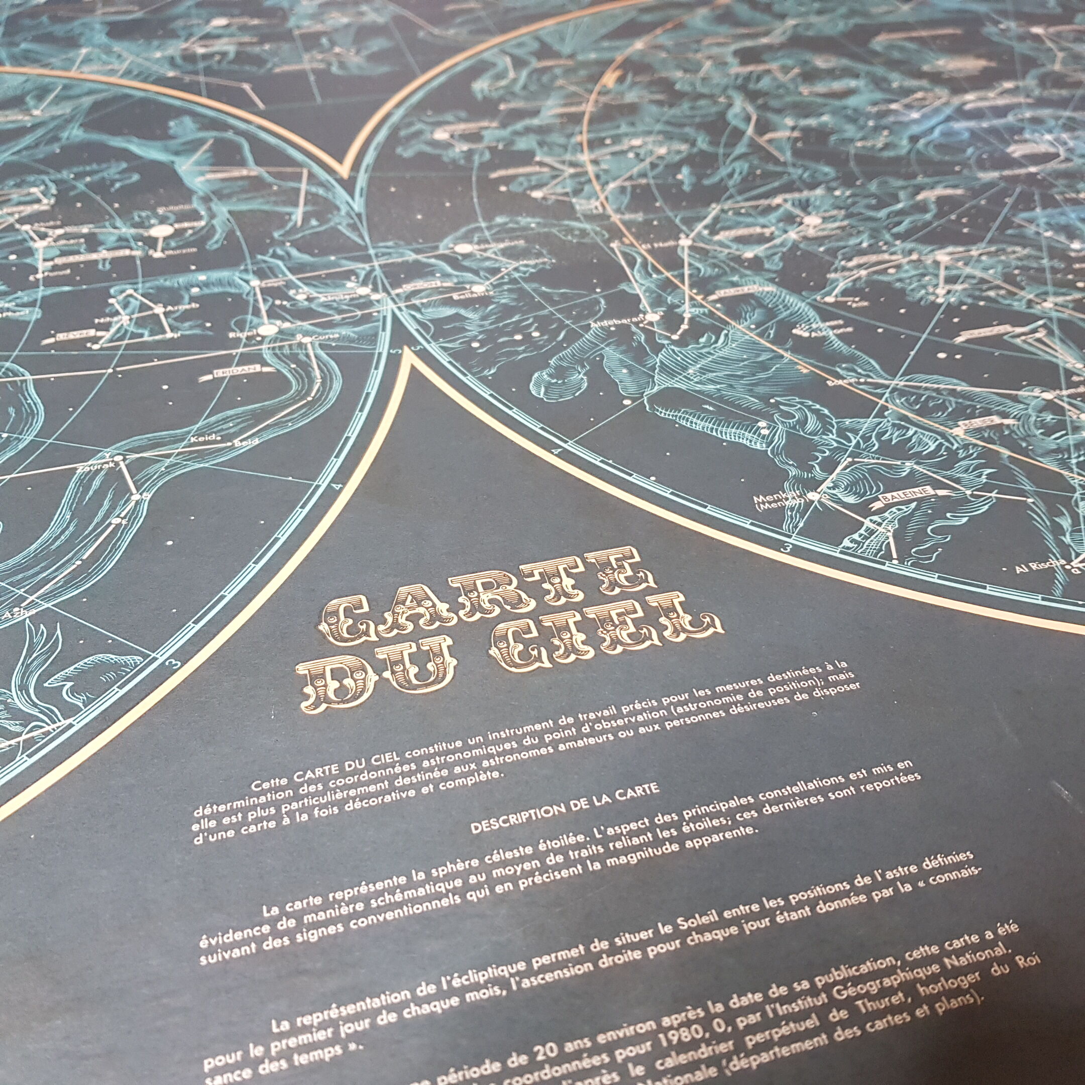 Map of the ancient sky edition of the 1972 IGN depicting the starry celestial sphere