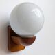 Pair of solid pine and opaline wall lights