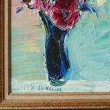 Signed oil painting: bouquet of flowers, 70s