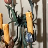 Wall lamp six lights, hand painted metal, France of the 30s