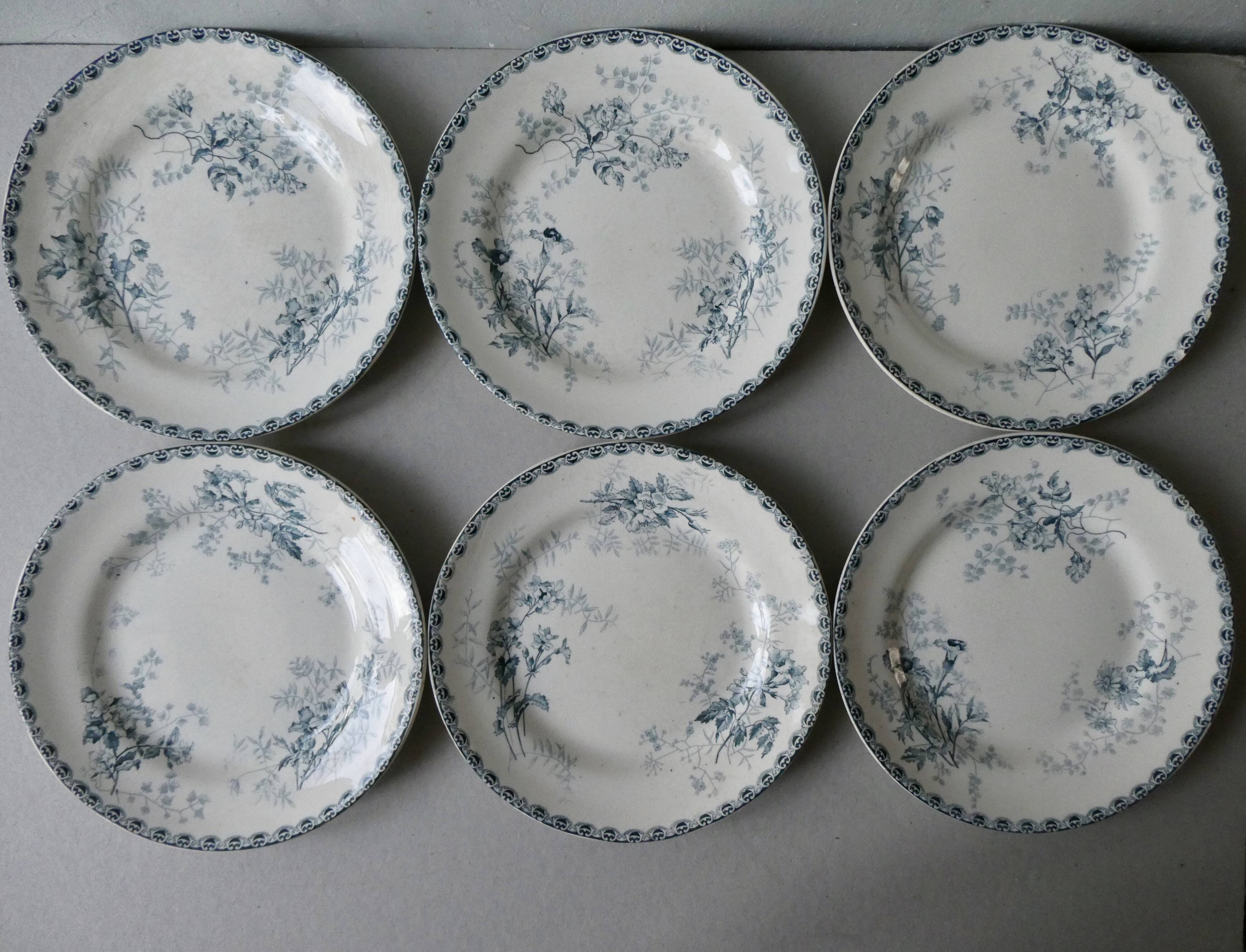 Set of 6 flat plates Roscoff, Choisy king The King Boulenger Iron land