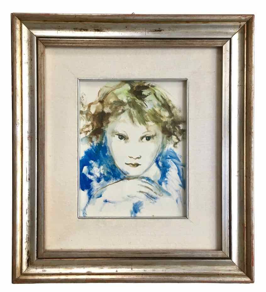 Tableau ancien portrait de fillette