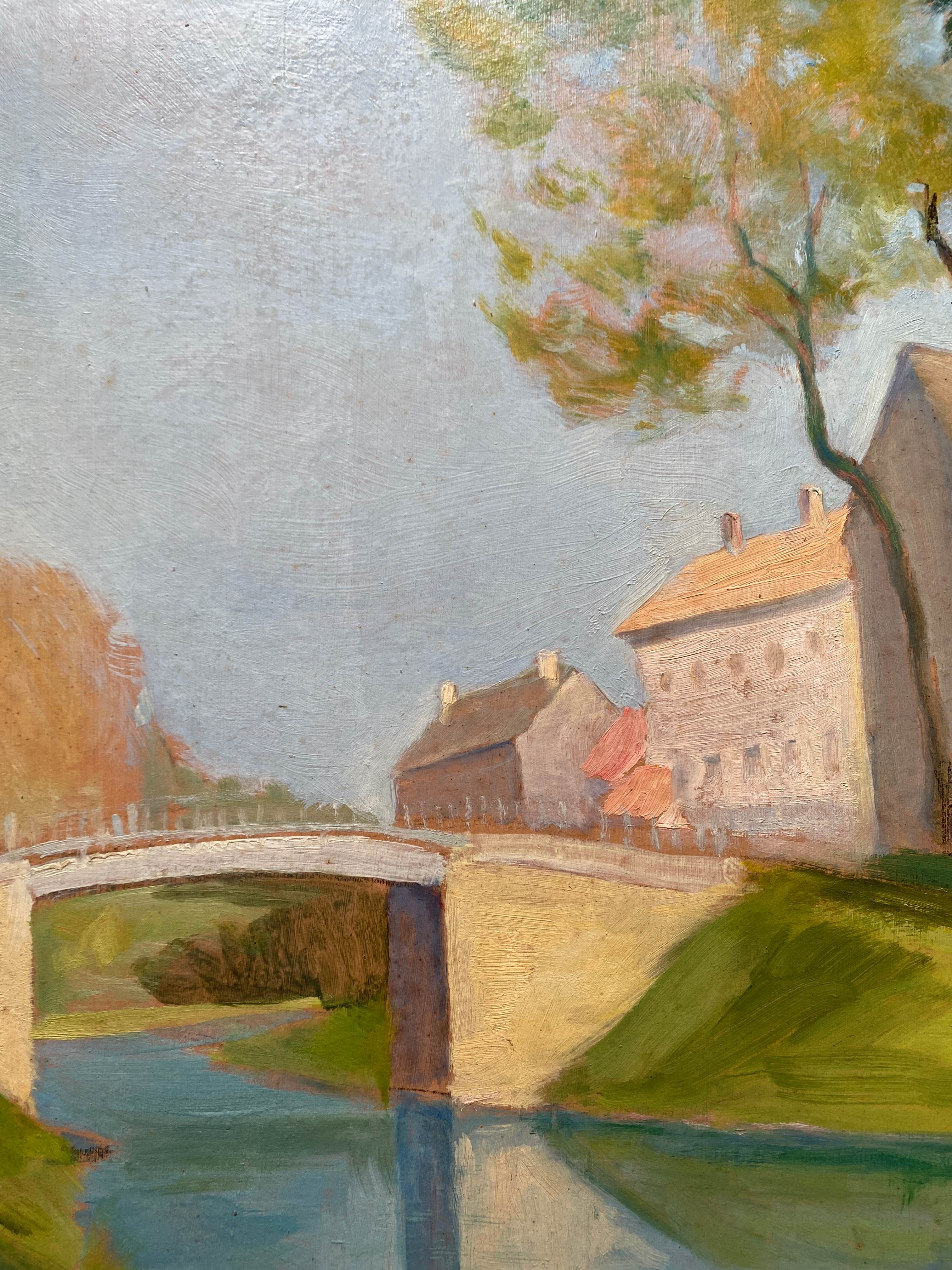 HSP painting "Fleurey sur Ouche" (Côte d'Or) by Auguste Mallard (1895-1965)