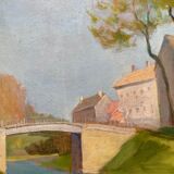 HSP painting "Fleurey sur Ouche" (Côte d'Or) by Auguste Mallard (1895-1965)