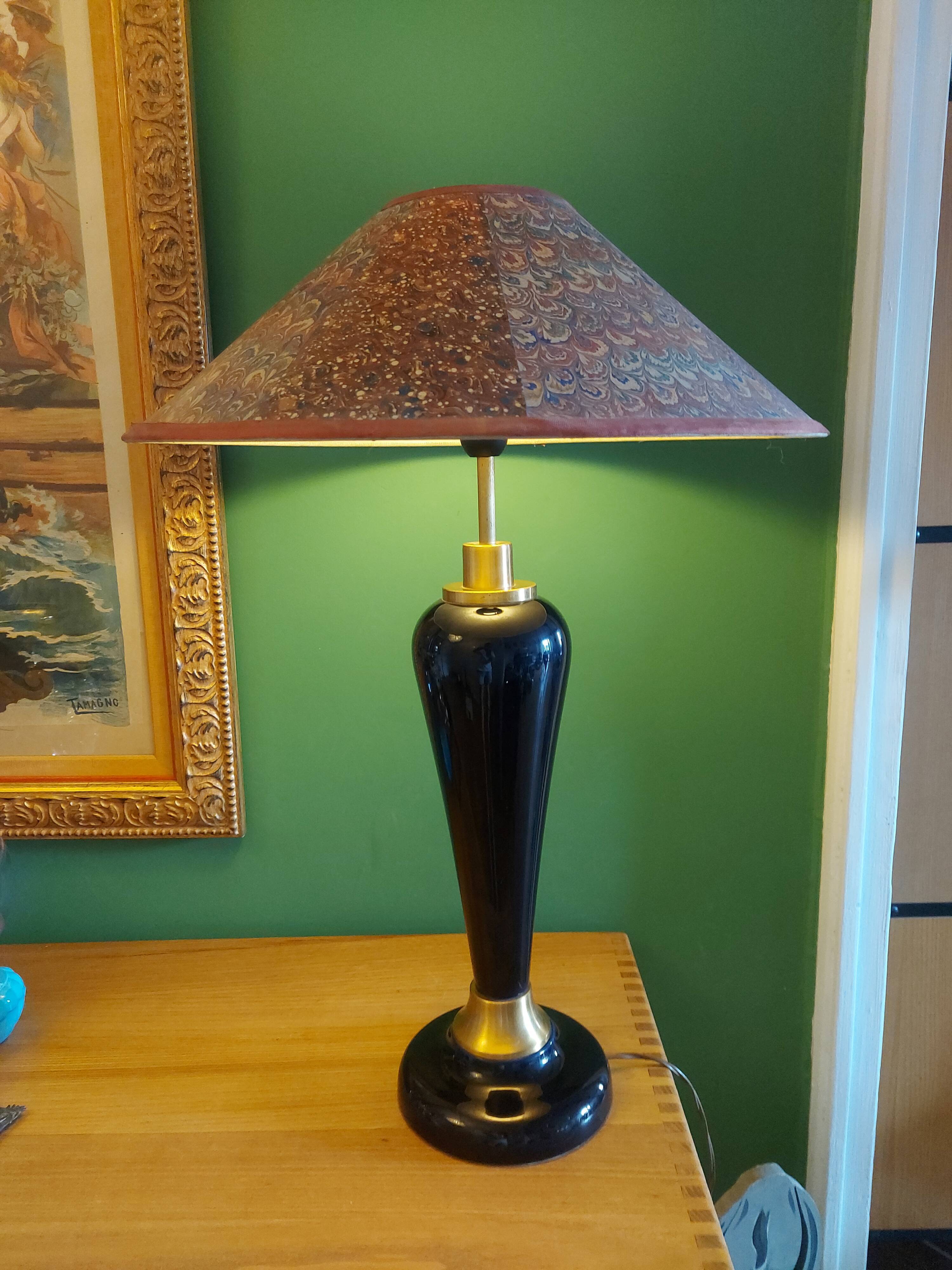 Large cobalt blue ceramic lamp stand