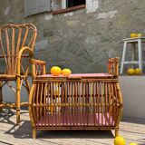 Coffre rotin vintage