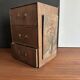 Small antique wooden drawer unit with floral painting, 1900.