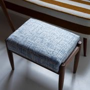 Mid-century vintage stool in white and blue linen, Edmund Homa, Europe, 1960s.