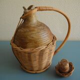 old stoneware bottle wicker vintage decoration stoneware bottle wicker