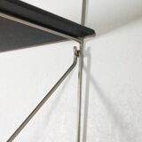 Vintage mid century loop shelf black glass metal