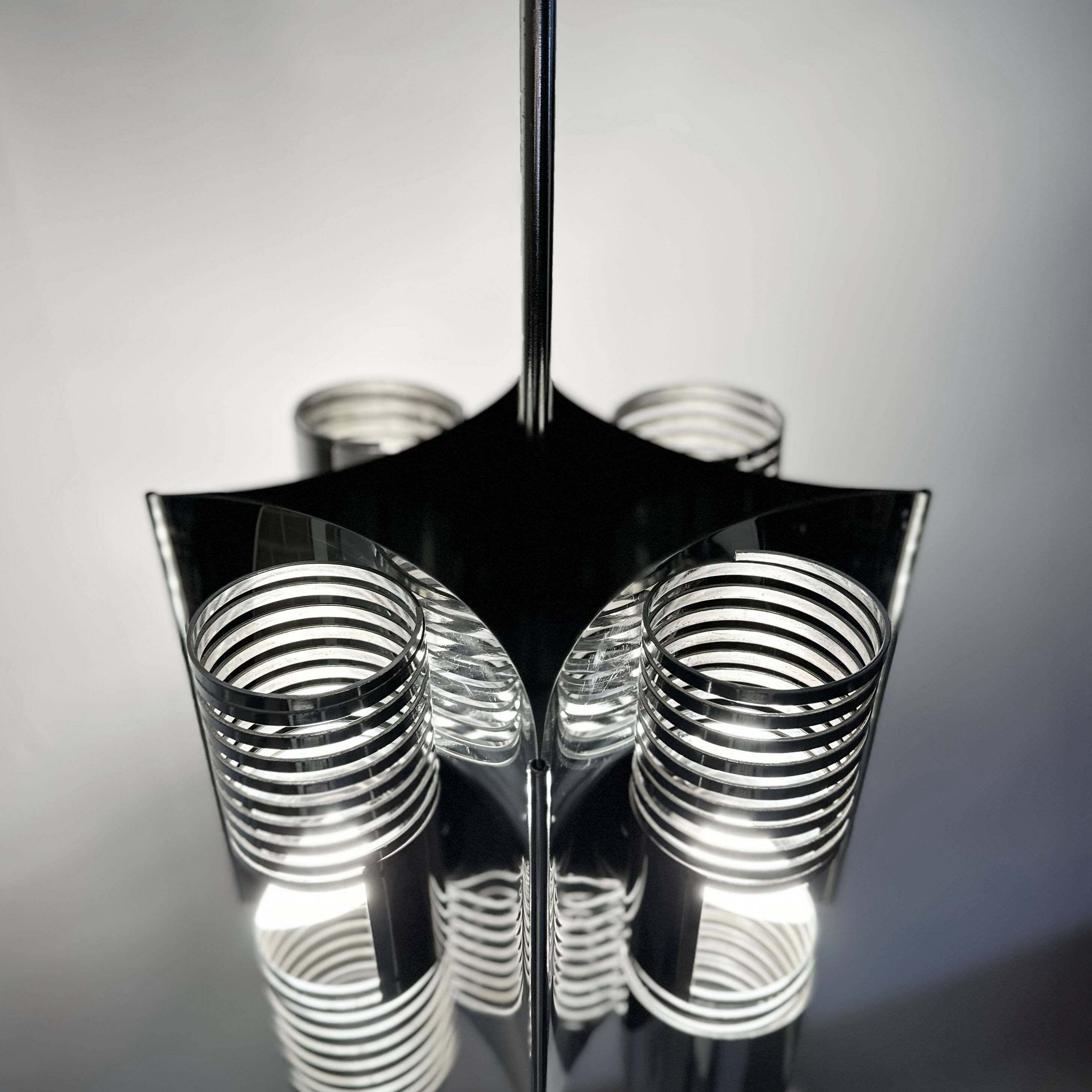 70s chrome Space Age hanging lamp