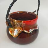 Valauris ceramic cauldron signed