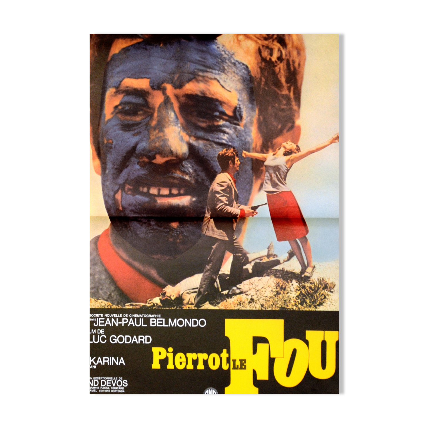 Original film poster " Pierrot Le Fou " 1965 Jean-paul Belmondo, Karina...