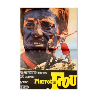 Original film poster " Pierrot Le Fou " 1965 Jean-paul Belmondo, Karina...