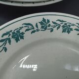 Mismatched set of old plates + dish - Green