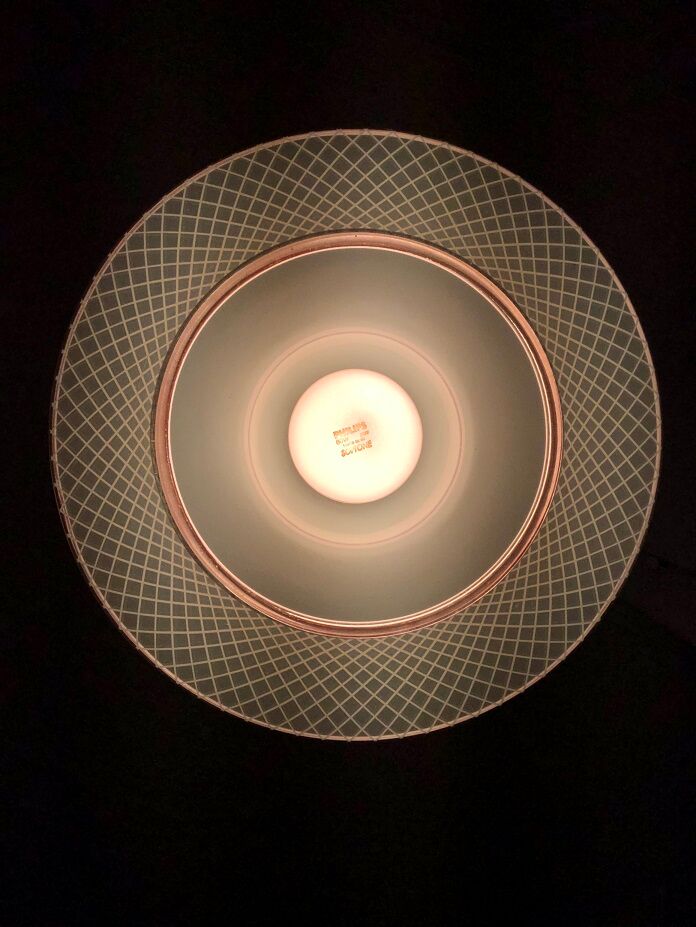 Striated glass suspension, modernist, from the 50s