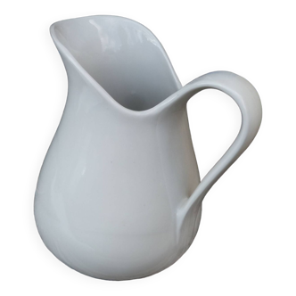 Old white porcelain pitcher marked Ets Précieux Grigny Rhone