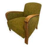 Fauteuil Art Déco en tissu vert