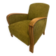 Fauteuil Art Déco en tissu vert
