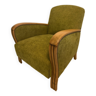 Art Deco armchair in green fabric