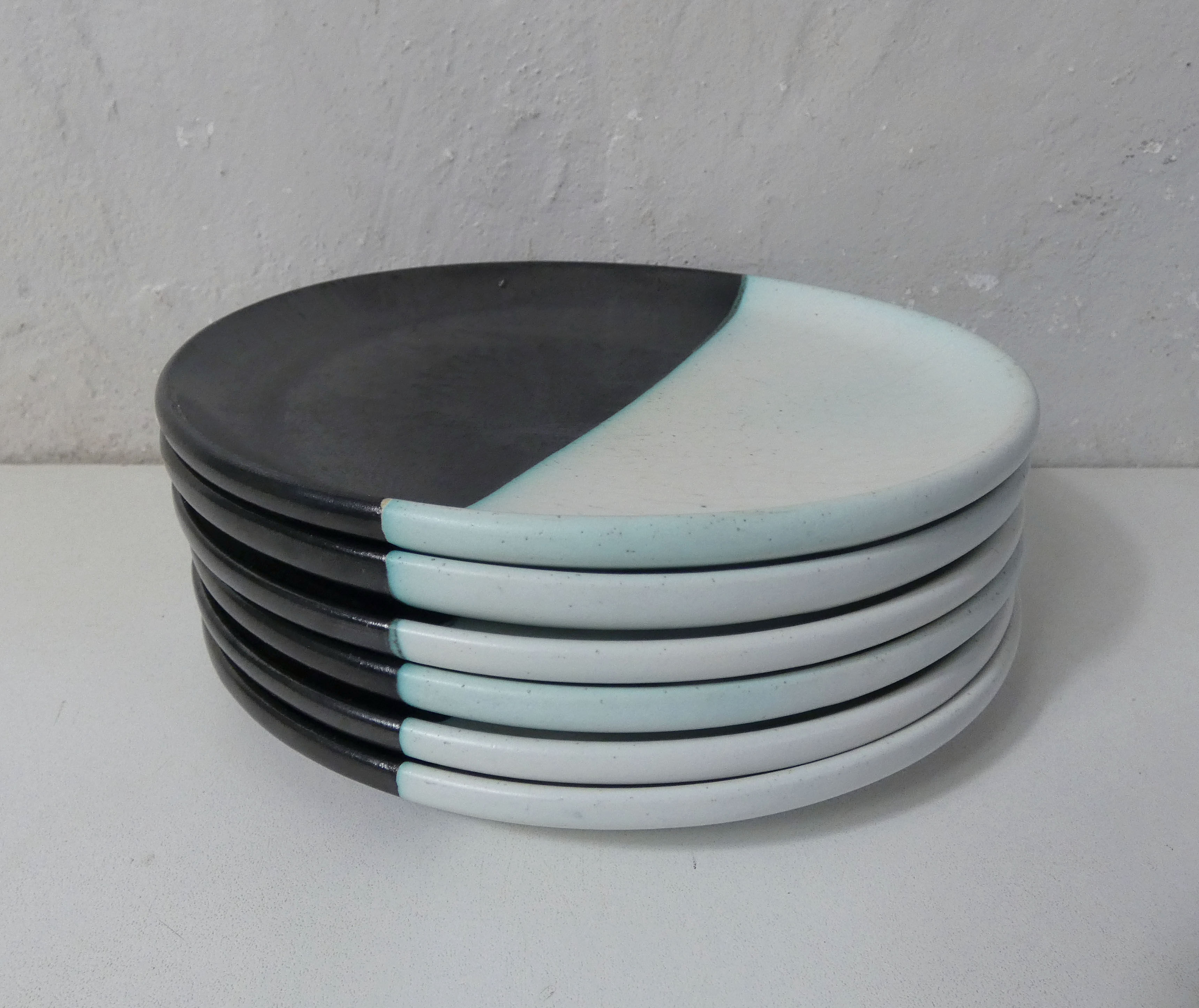 6 ceramic stoneware plates signed Vallauris Cerenne