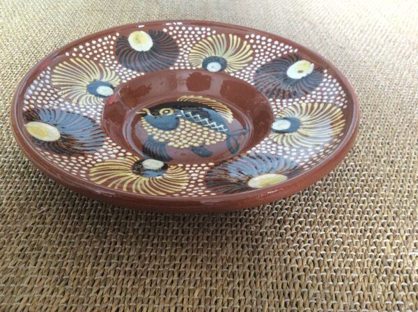 Plat en terre cuite vernissée poisson