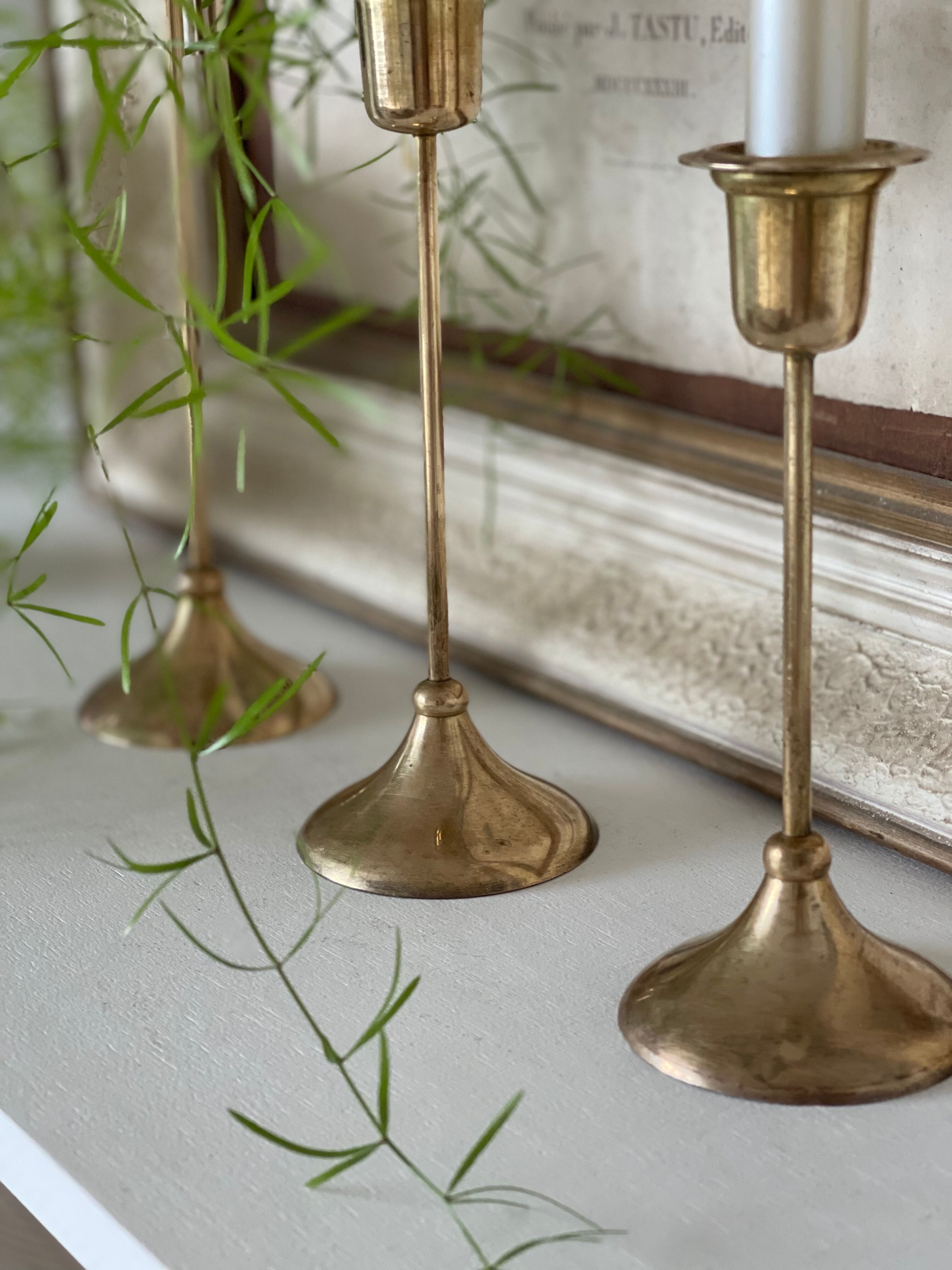 3 brass candle holders 1970