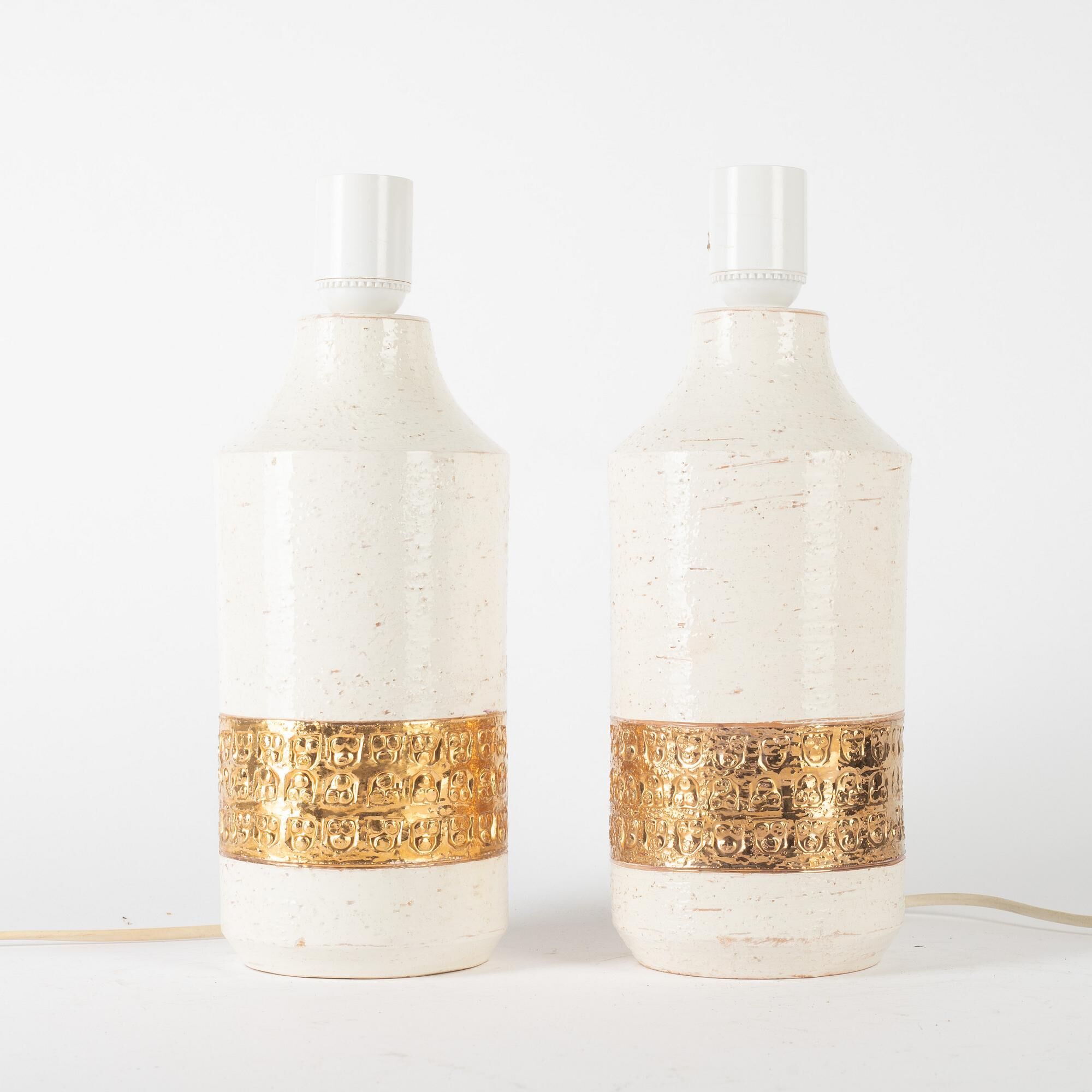 Pair of ceramic lamps by Aldo Londi for Bitossi, Sweden, 1960.