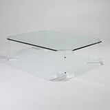 Table basse en lucite et verre, karl springer, 1970s