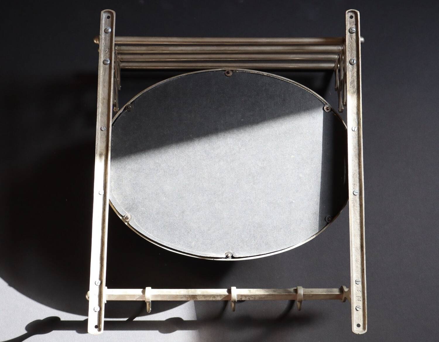 Antique Metal Train Coat Rack with Mirror French Luggage Rack