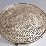 Secessionist Durmast Coffee Table with a Shelf and a Round Brass Top, Austria