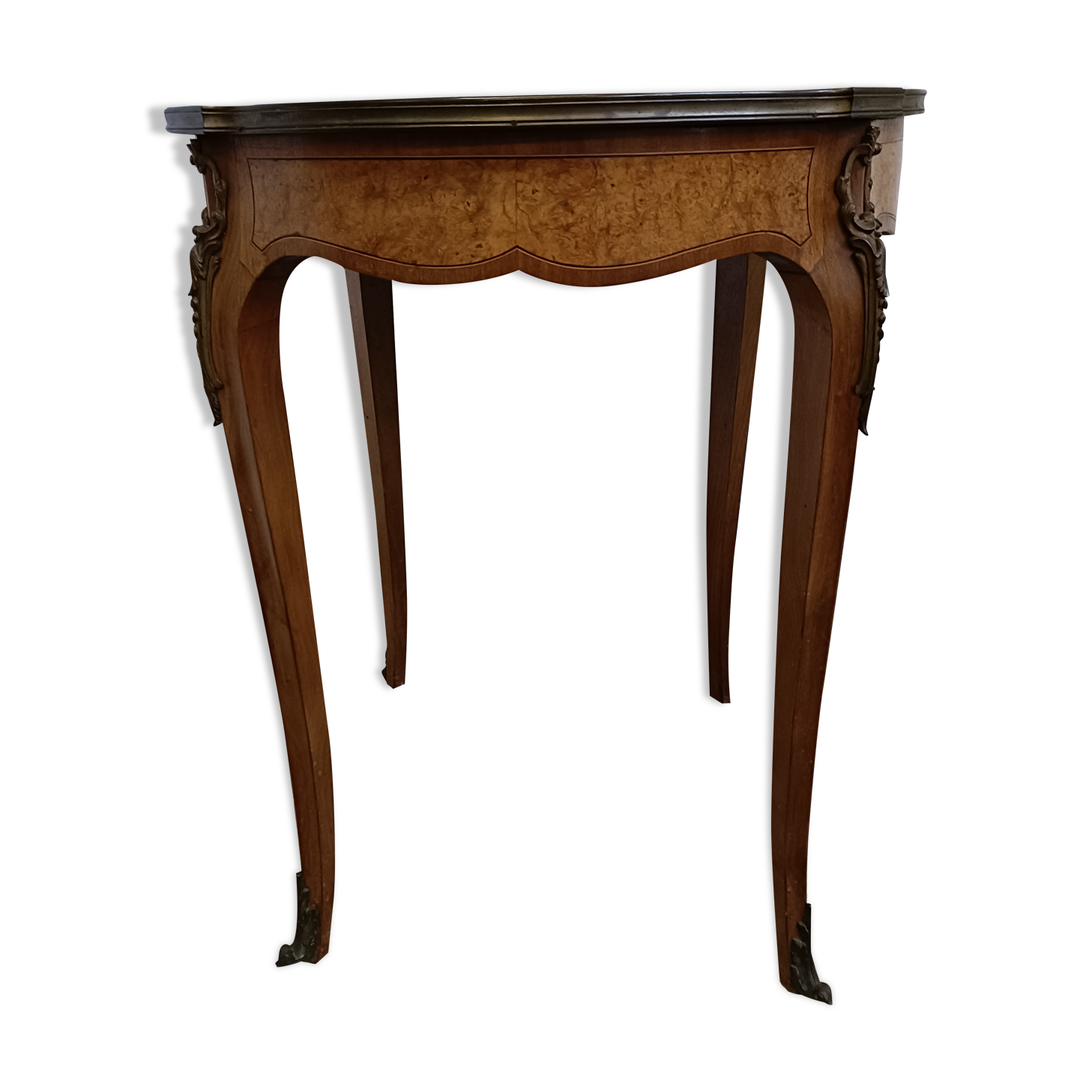 Table guéridon bois marqueté style louis xv