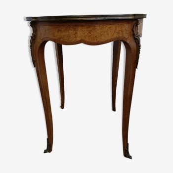 Table pedestal table wood inlaid Louis XV style