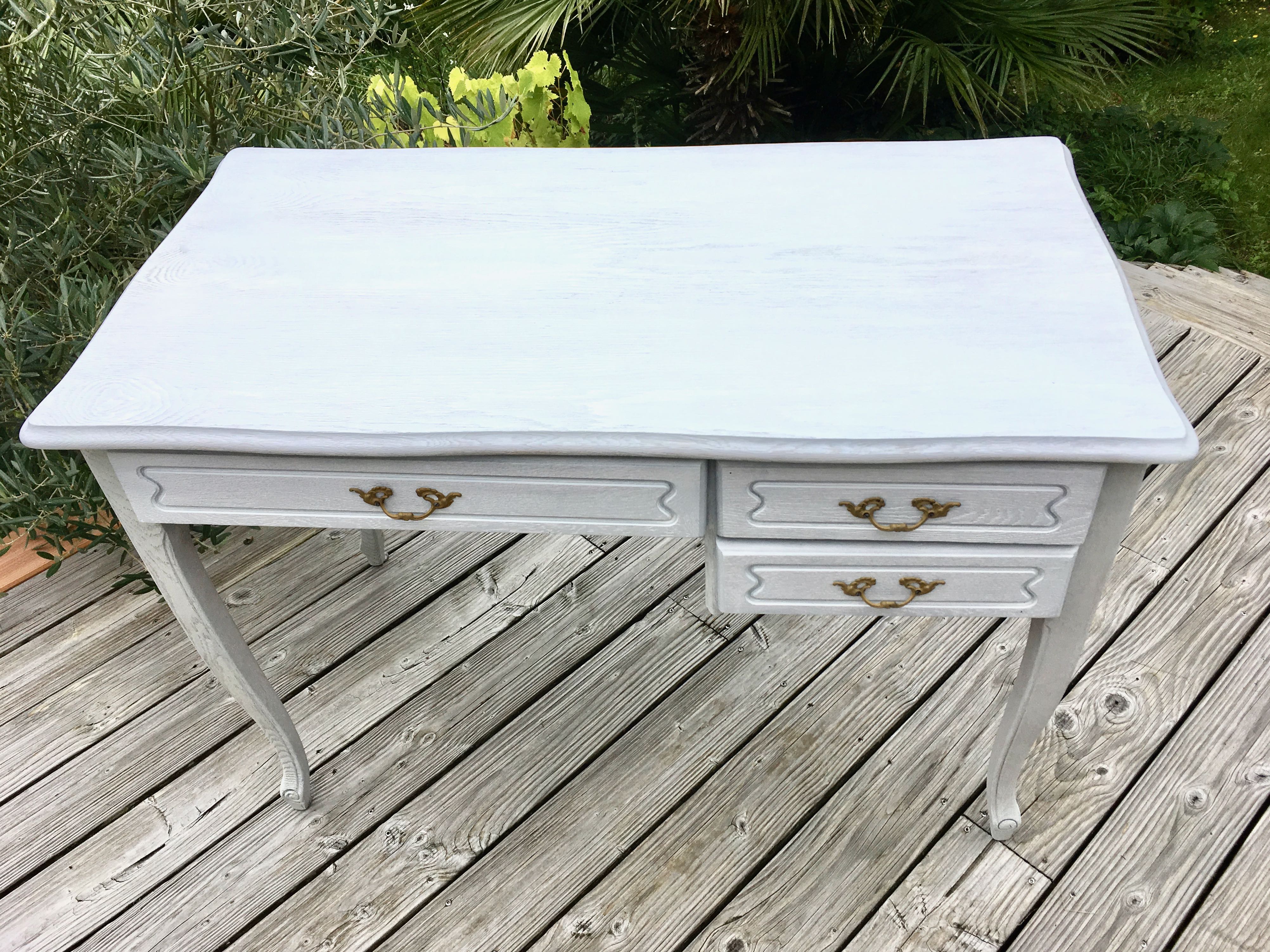 Vintage wood and brass desk